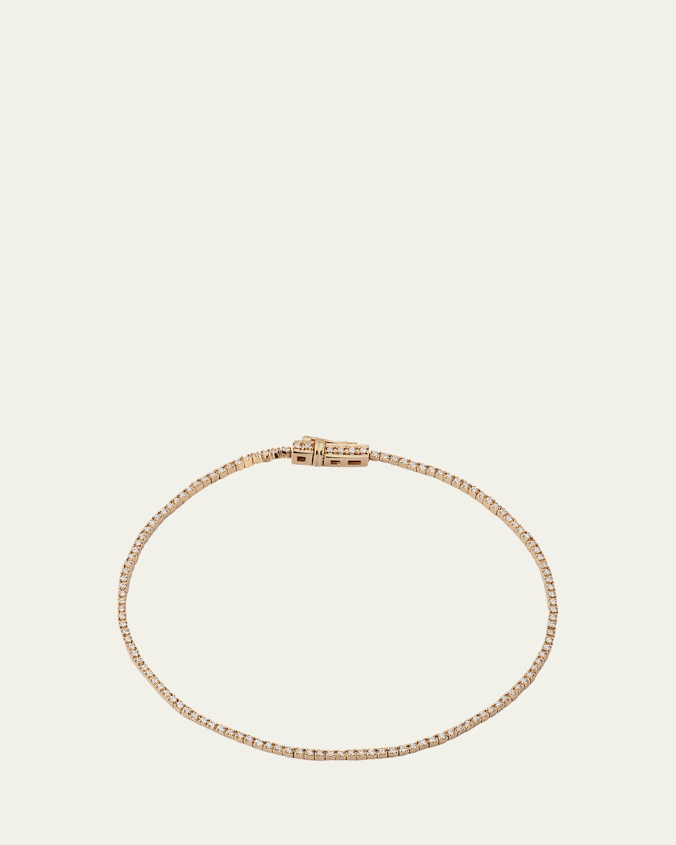 14K Gold Skinny Diamond Tennis Bracelet, 7"L